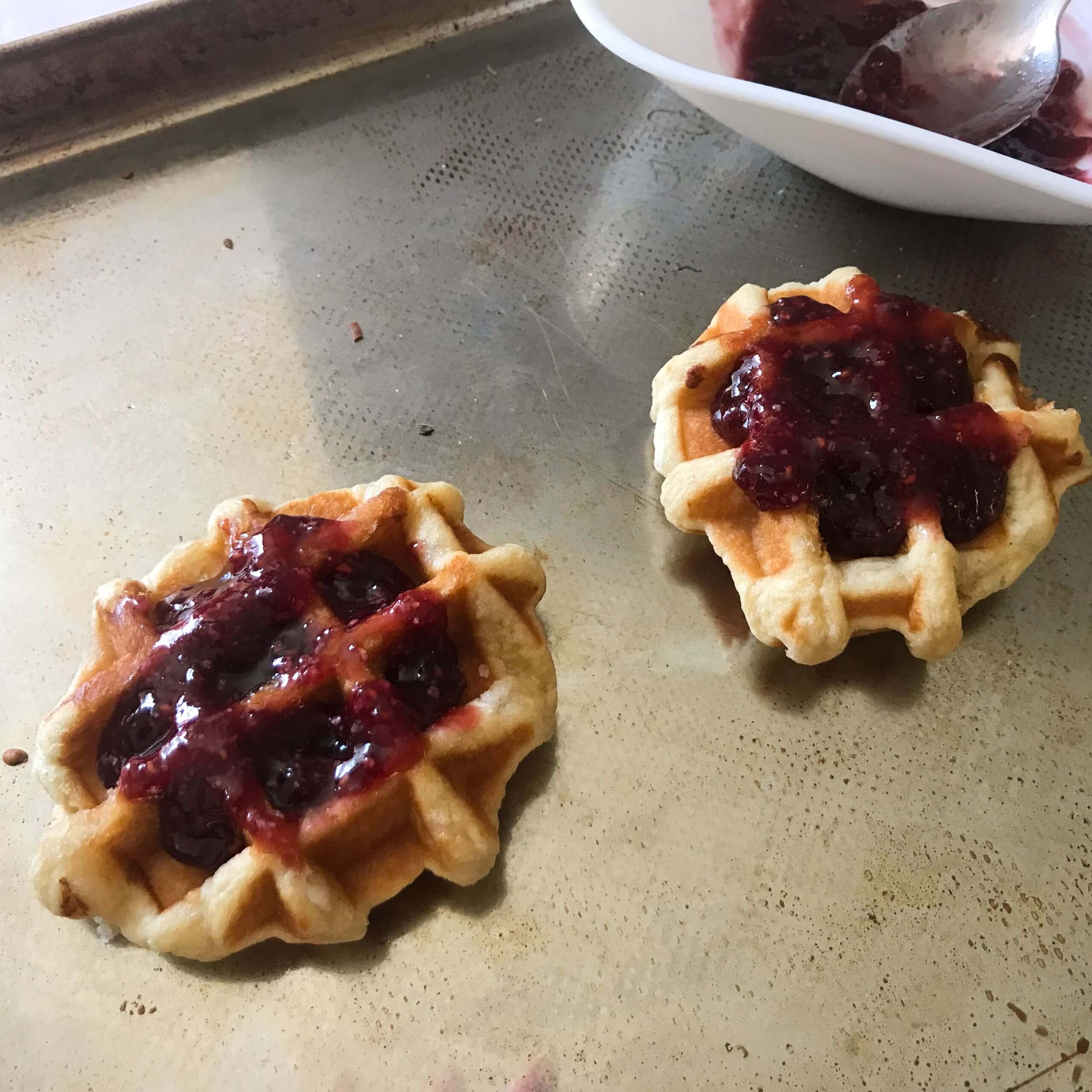 Open-faced Sweet and Spicy Waffle Bites | My Curated Tastes