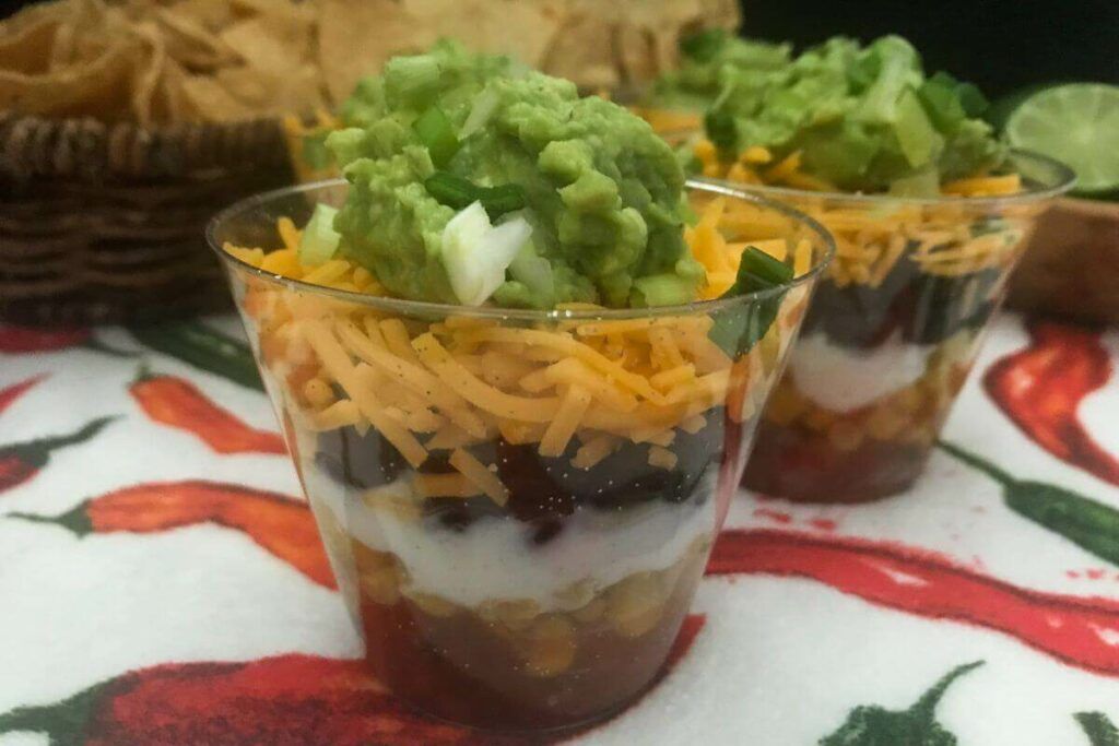 7 Layer Mexican Dip Cups | My Curated Tastes