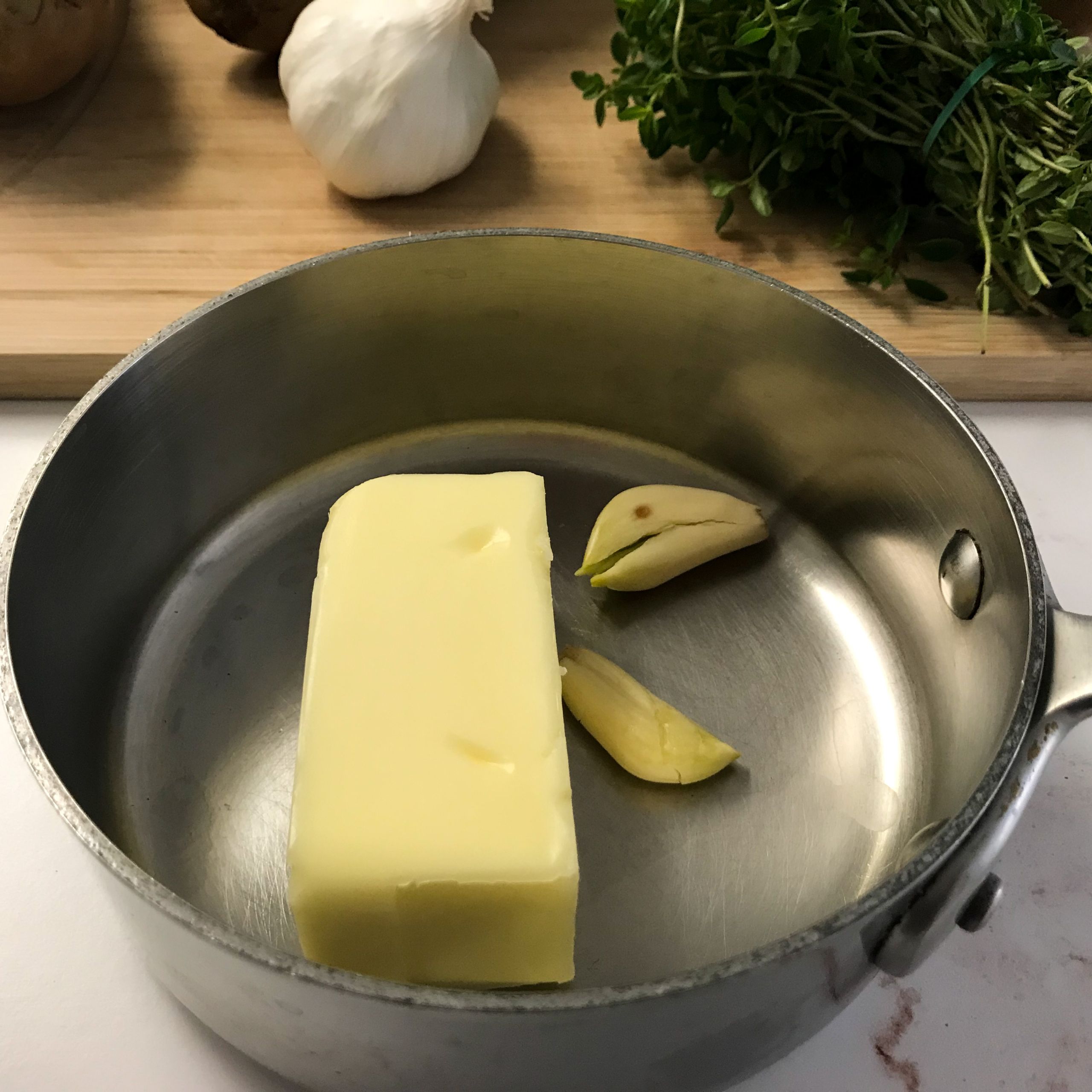 butter and garlic in a saucepan | my curated tastes