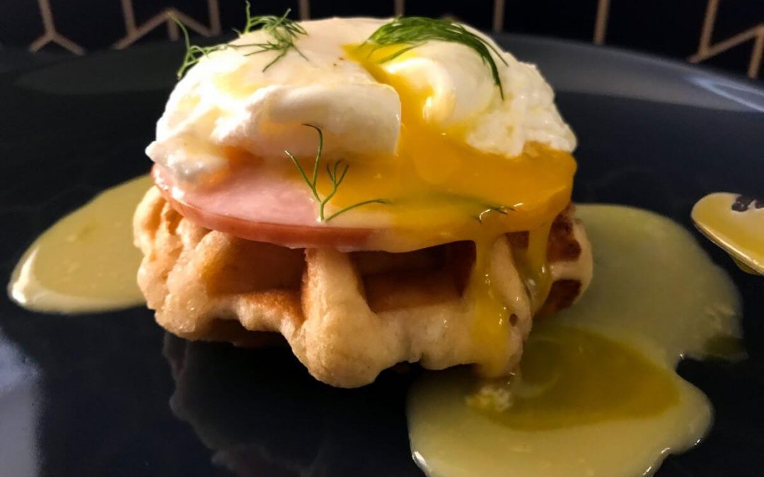 Eggs Benedict with Blender Hollandaise & Waffles