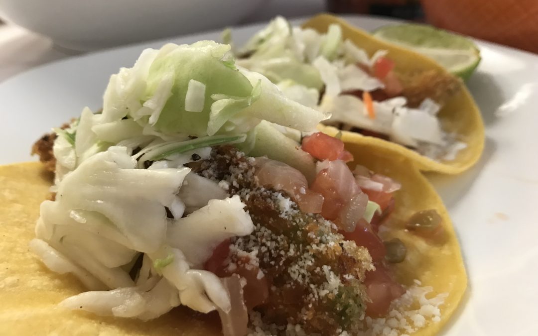 crispy avocado tacos on a plate | my curated tastes
