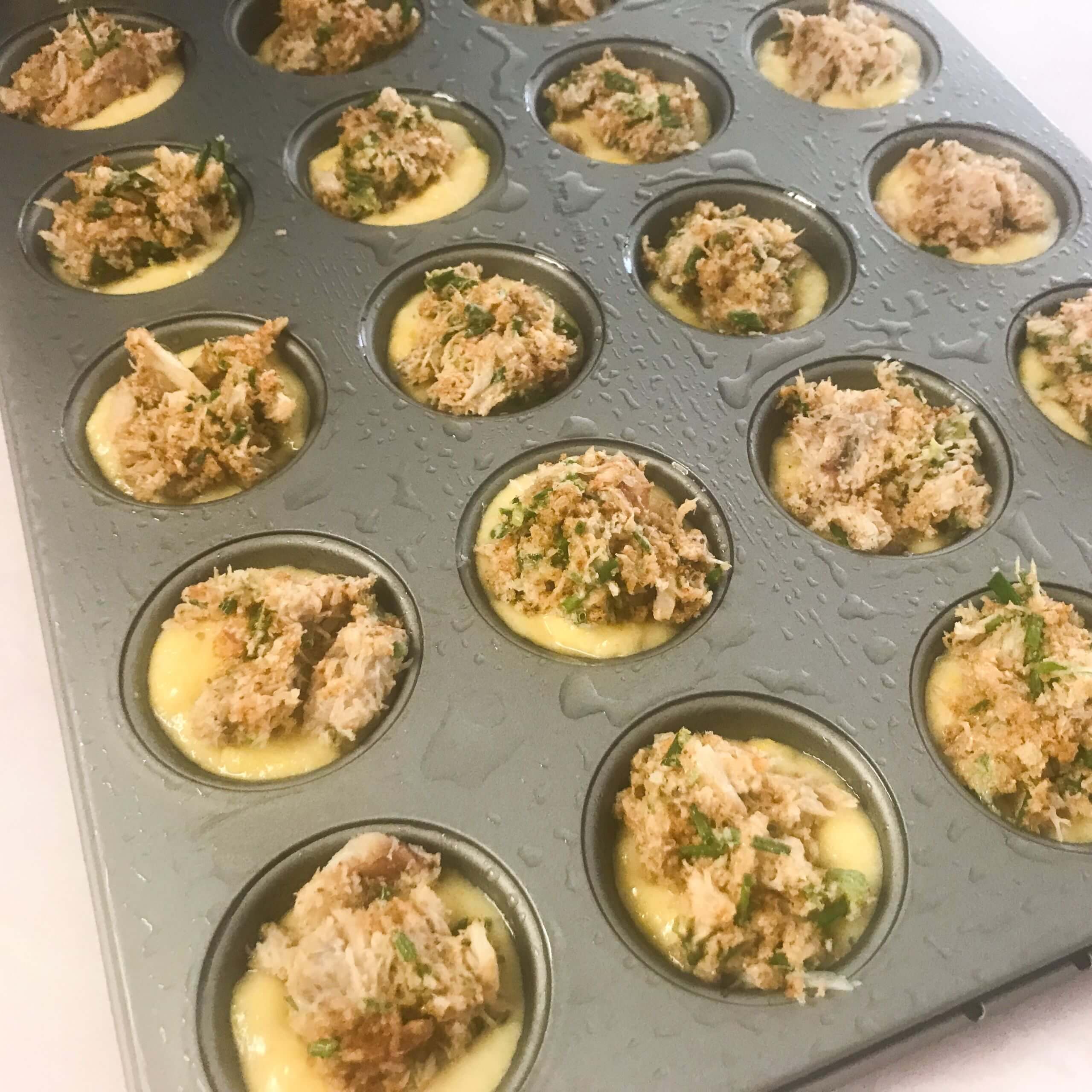 PREPARED MUFFINS IN TIN READY FOR OVEN