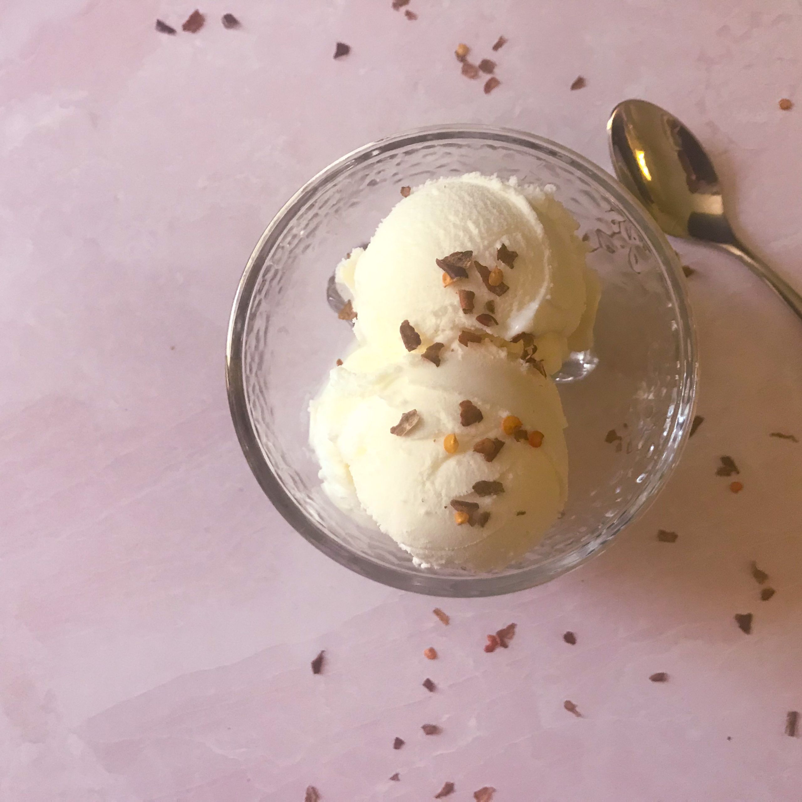 a bowl of ice cream with chili flakes on top