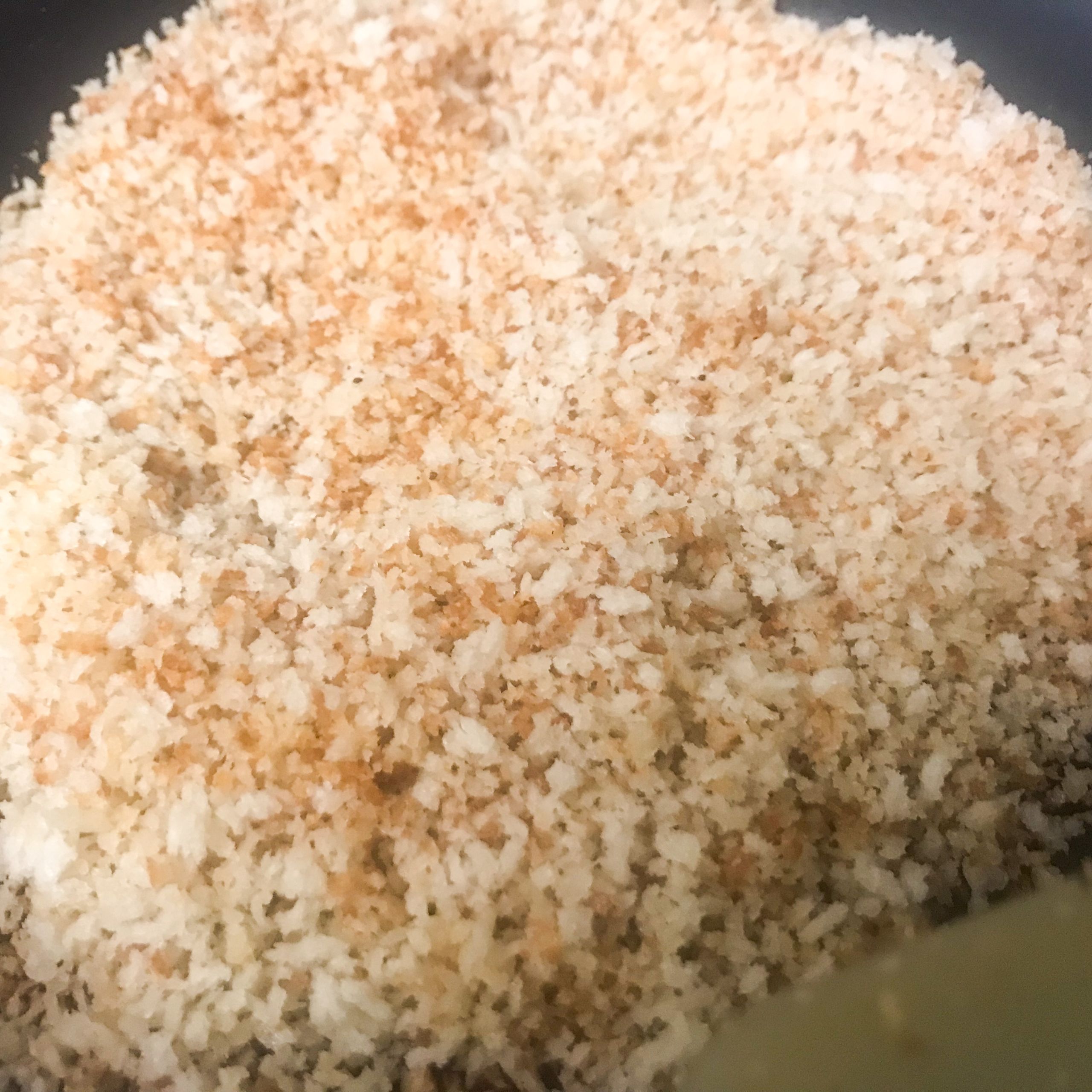 panko, oil and spices in small skillet