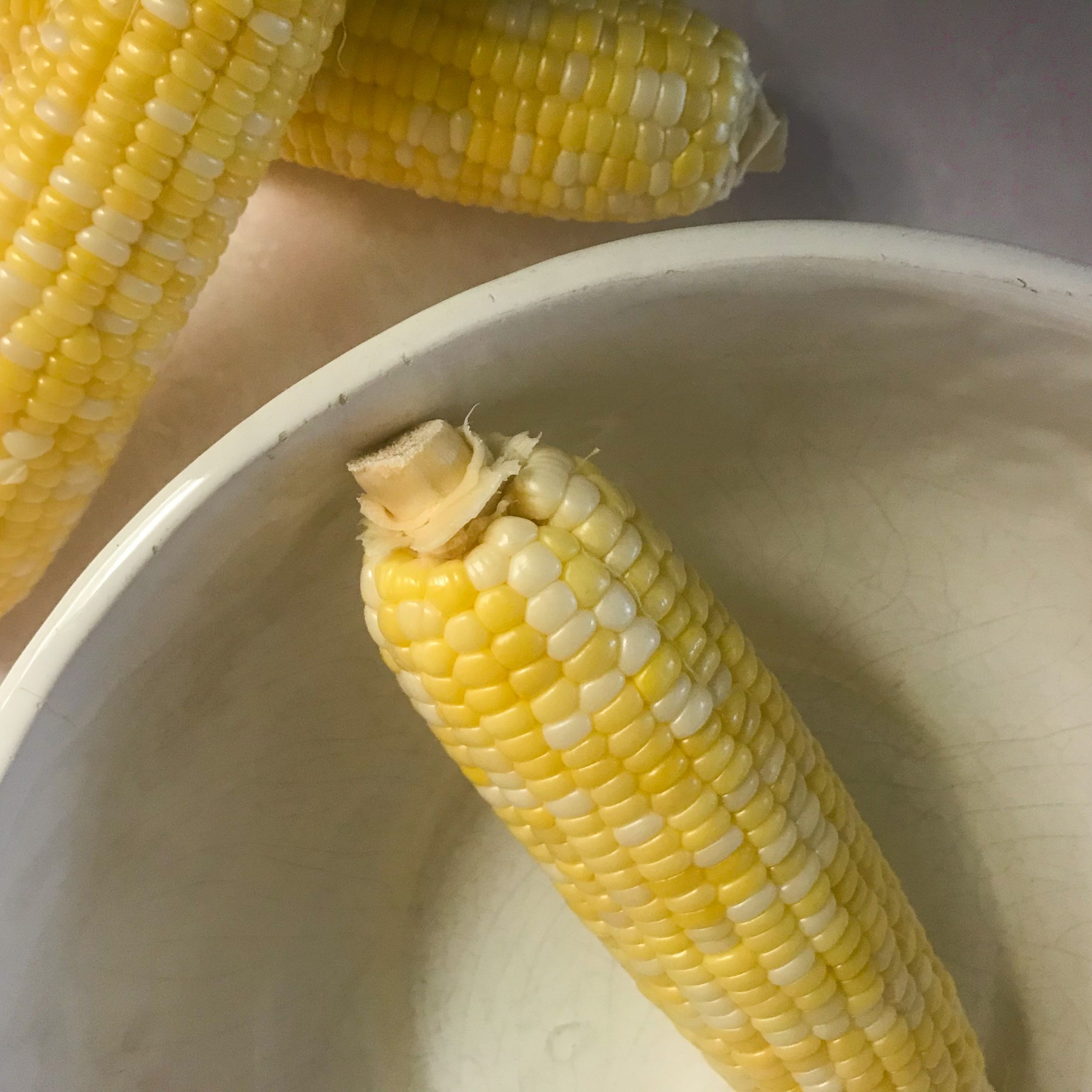 ears of corn in a bowl