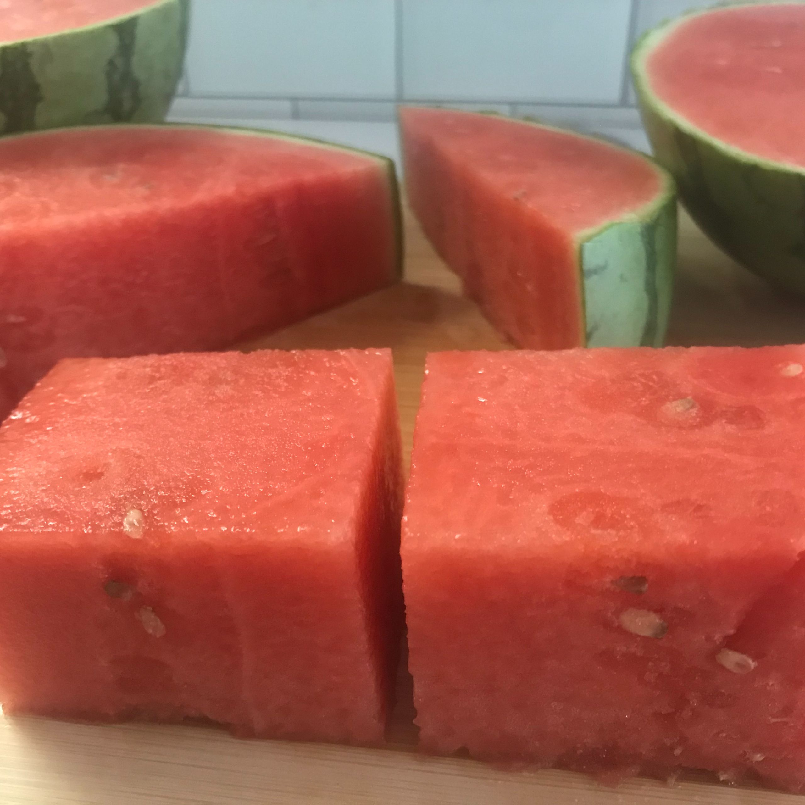 watermelon slabs cut into rectangles