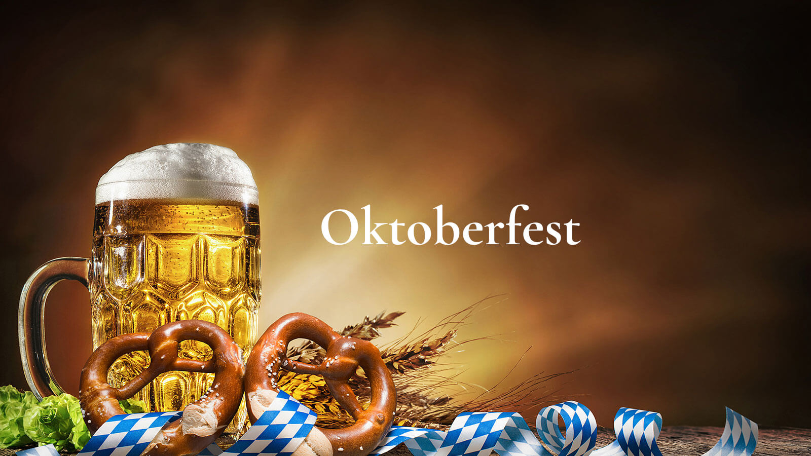 Oktoberfest,Beer,With,Pretzel,,Wheat,And,Hops,On,Wooden,Table