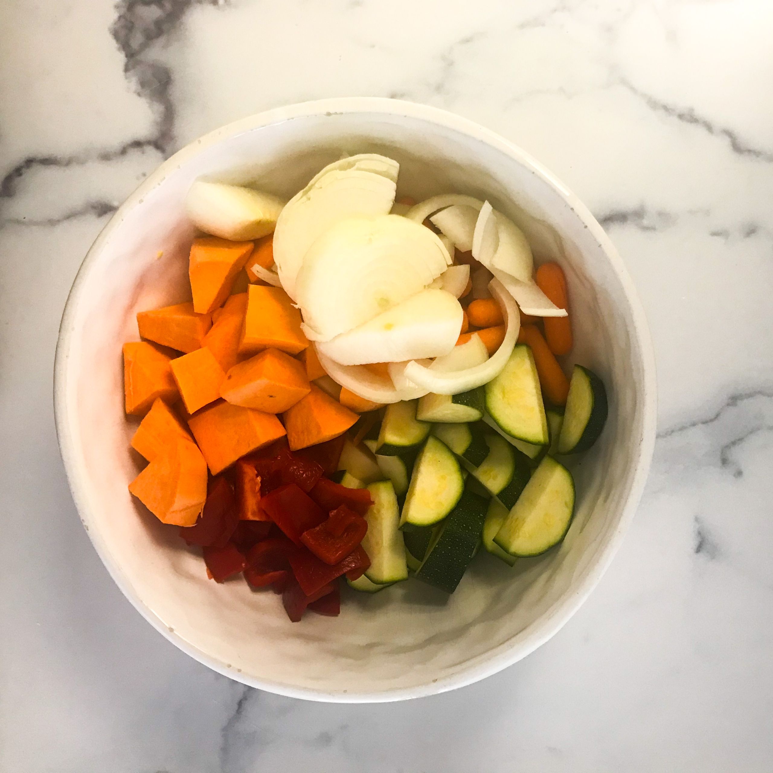 bowl of raw veggies
