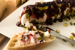 Goat-cheese-pistachios-hot-raspberry-preserves-3