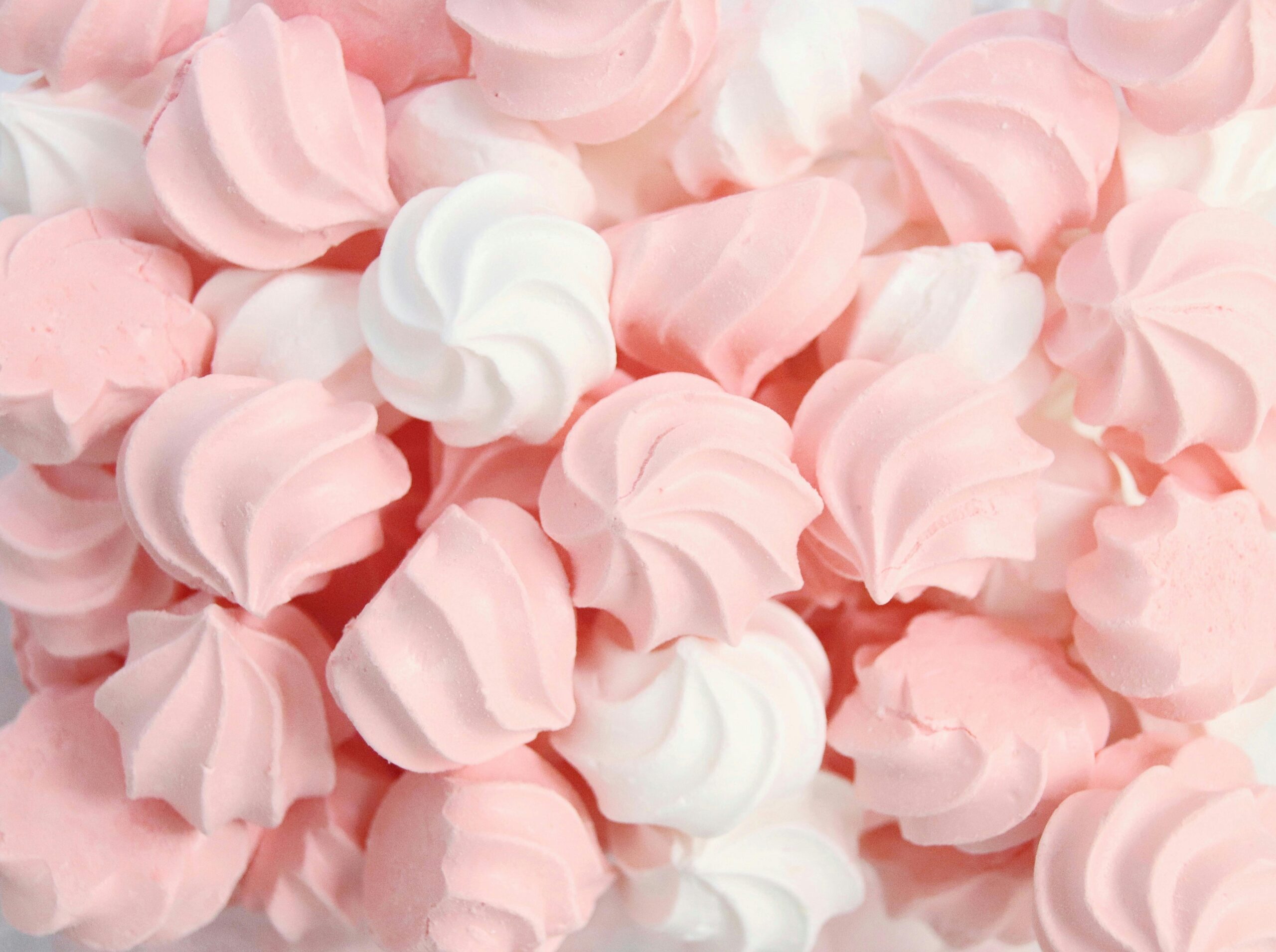 pink and white sugar free meringue cookies.
