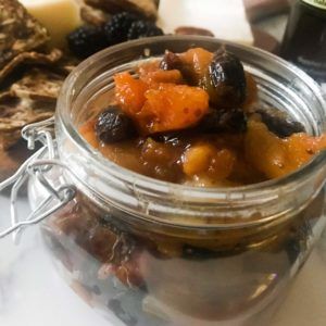 apricot mostarda in a jar.