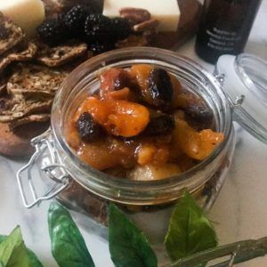 apricot mostarda in a jar.