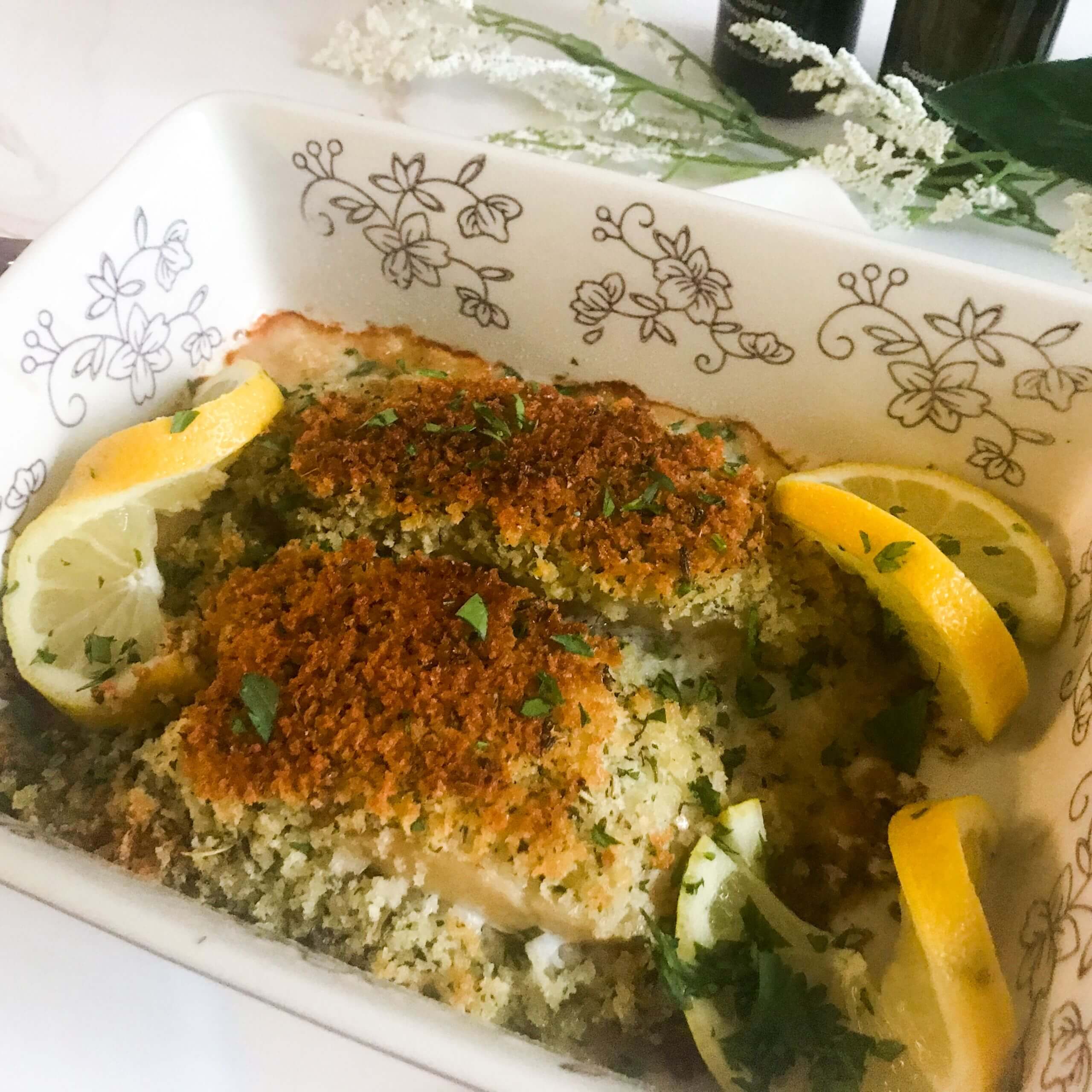 panko crusted cod with lemon | my curated tastes