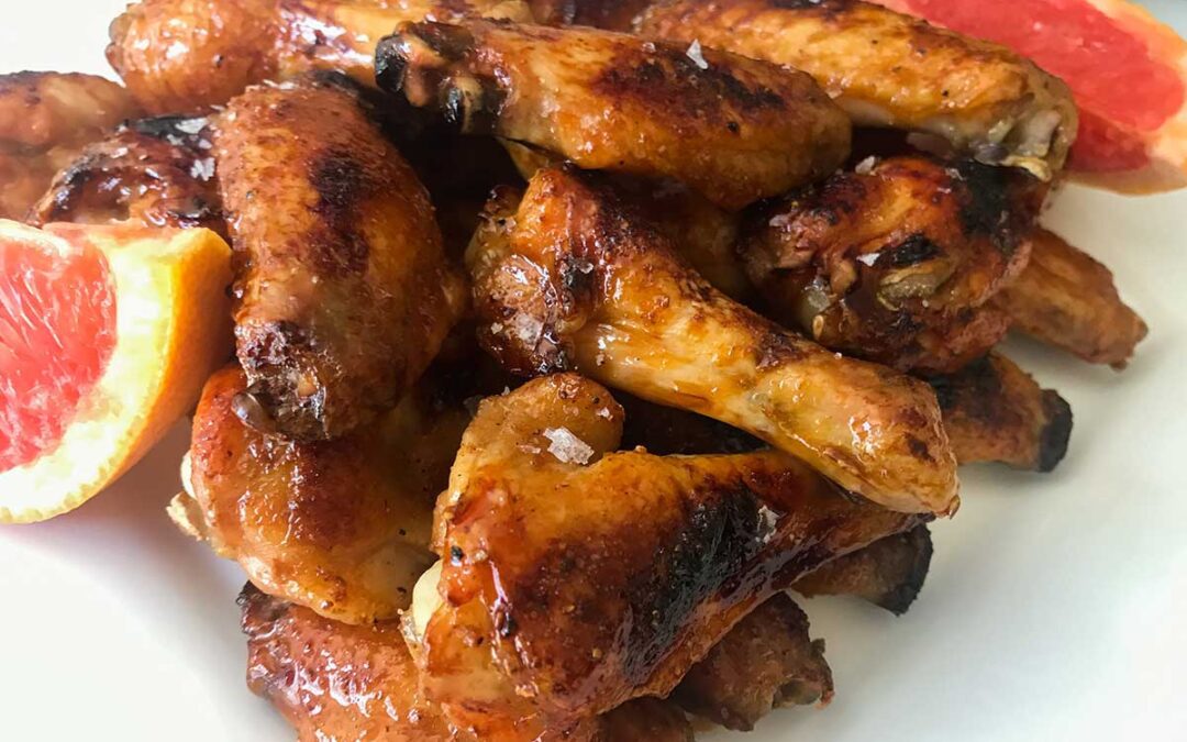 Baked Grapefruit and Garlic Glazed Chicken Wings