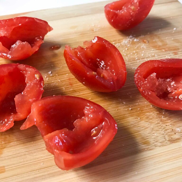 sliced and salted tomatoes