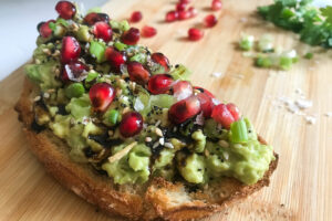 Everything Bagel Avocado Toast with Pomegranate