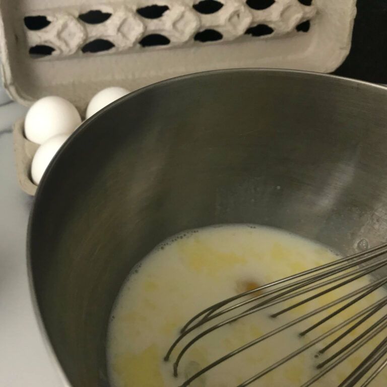 mixing egg and milk
