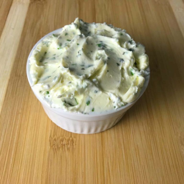 herb butter in a crock