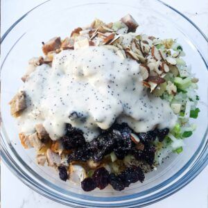 Poppyseed Pasta Salad with Chicken, Almonds & Cherries | My Curated Tastes