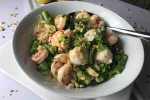 Shrimp, Scallops & Asparagus Linguine | My Curated Tastes