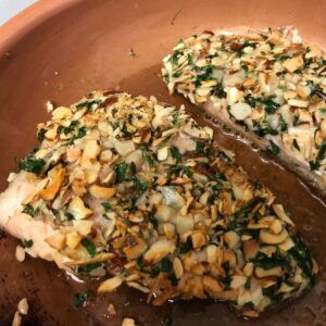 Almond Crusted Salmon With Lemon & Leek Crema | My Curated Tastes