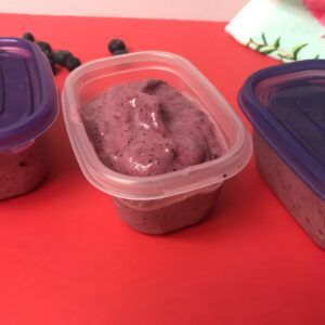 Blender Berry Sorbet in single serve freezer containers.