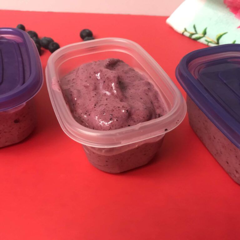 Blender Berry Sorbet in single serve freezer containers.