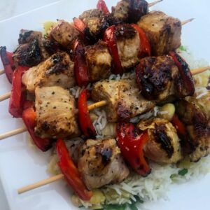 Pork Kebabs and Pineapple Rice with Macadamia Nuts | My Curated Tastes