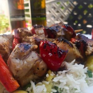 Pork Kebabs and Pineapple Rice with Macadamia Nuts | My Curated Tastes