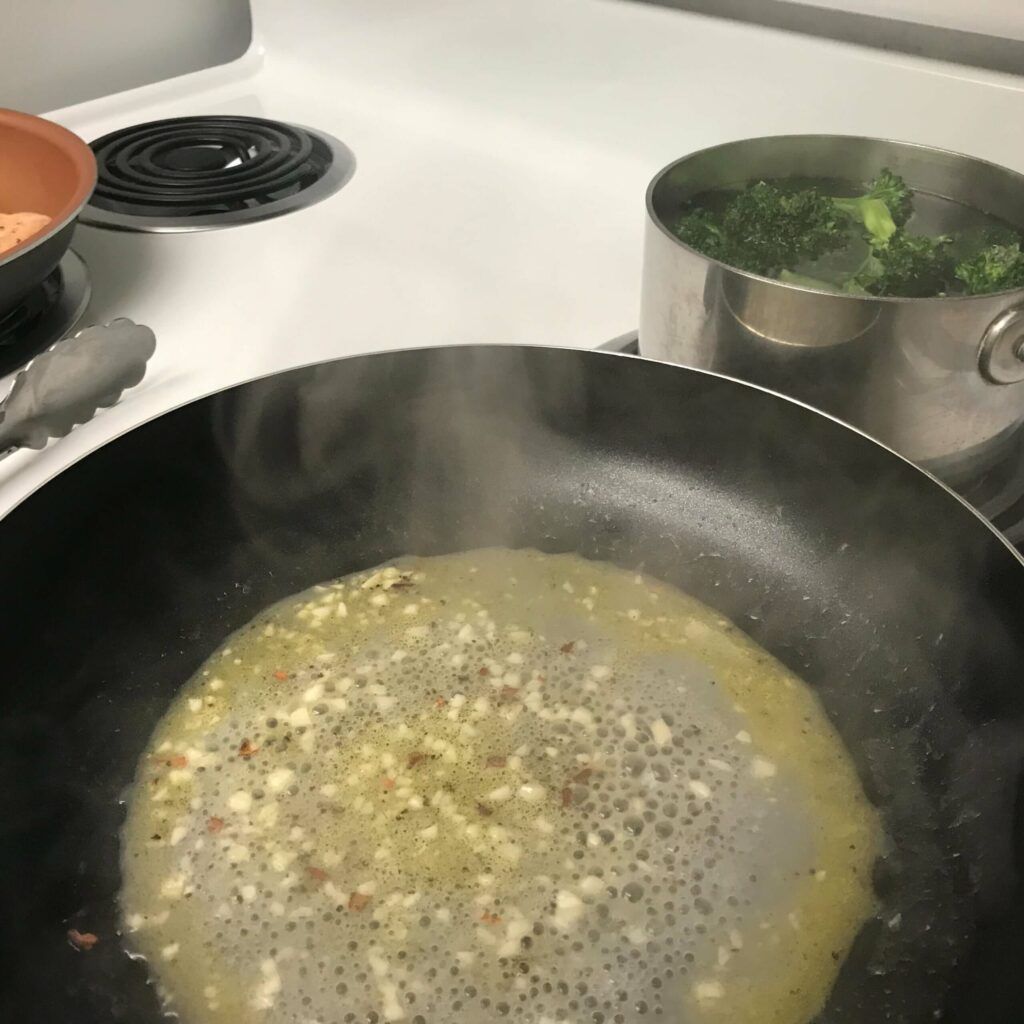garlic and butter in skillet.