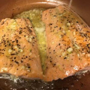 Salmon Scampi on Confetti Cauliflower Rice | My Curated Tastes