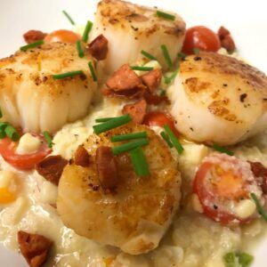 Seared Scallops On Corn Puree