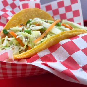 Shrimp Tacos with Healthy Chipotle Cream & Taco Slaw | My Curated Tastes