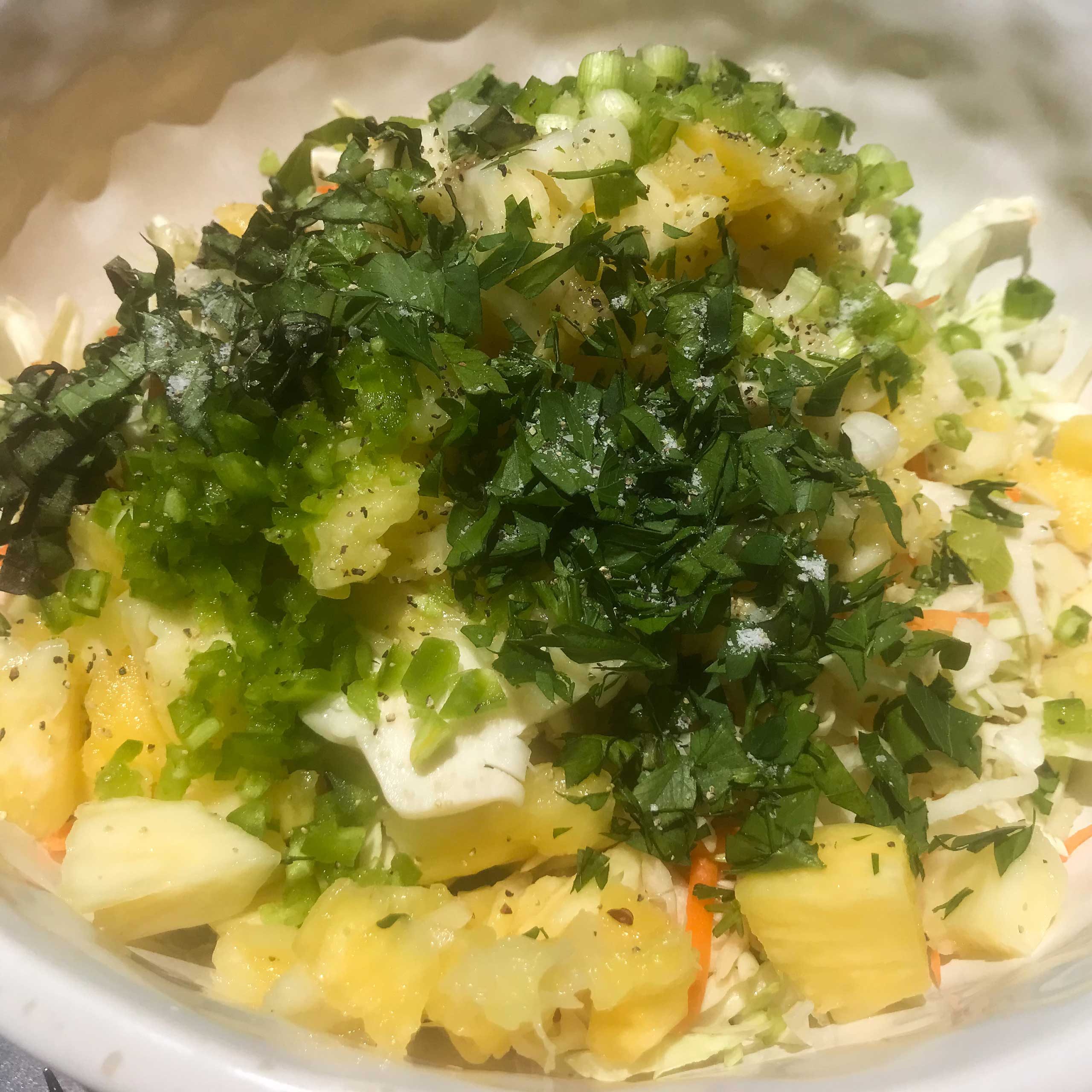 Spicy Pineapple and Basil Coleslaw | My Curated Tastes