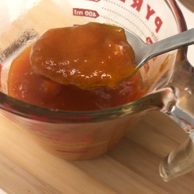 reduced jam on a spoon