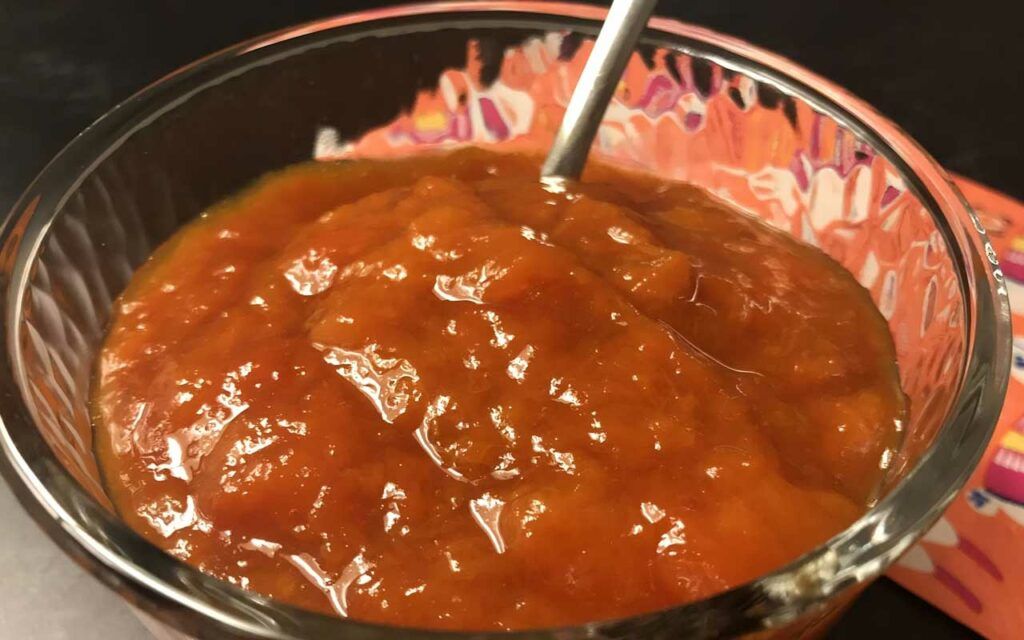 bowl of apricot jam and sauce