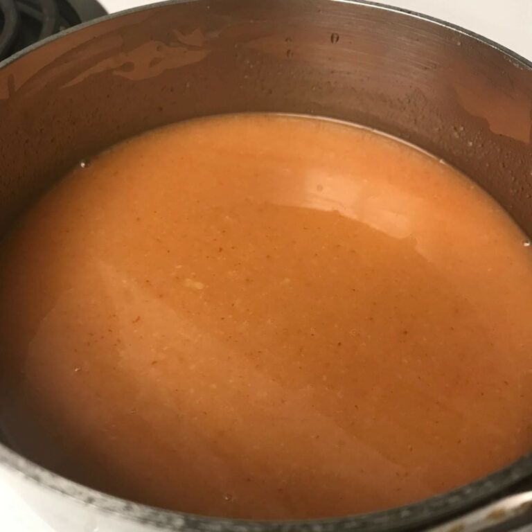pot of marinade heating on the stove