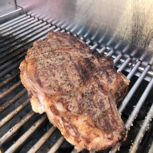 seared rib eye on the grill