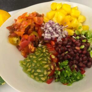 all the ingredients for salsa in a bowl