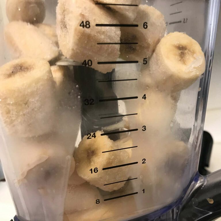 frozen banana slices in a blender.