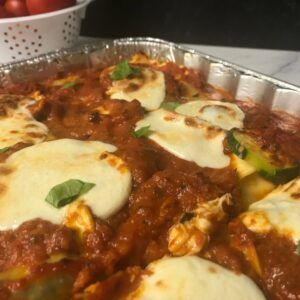 baked ravioli and squash lasagna.