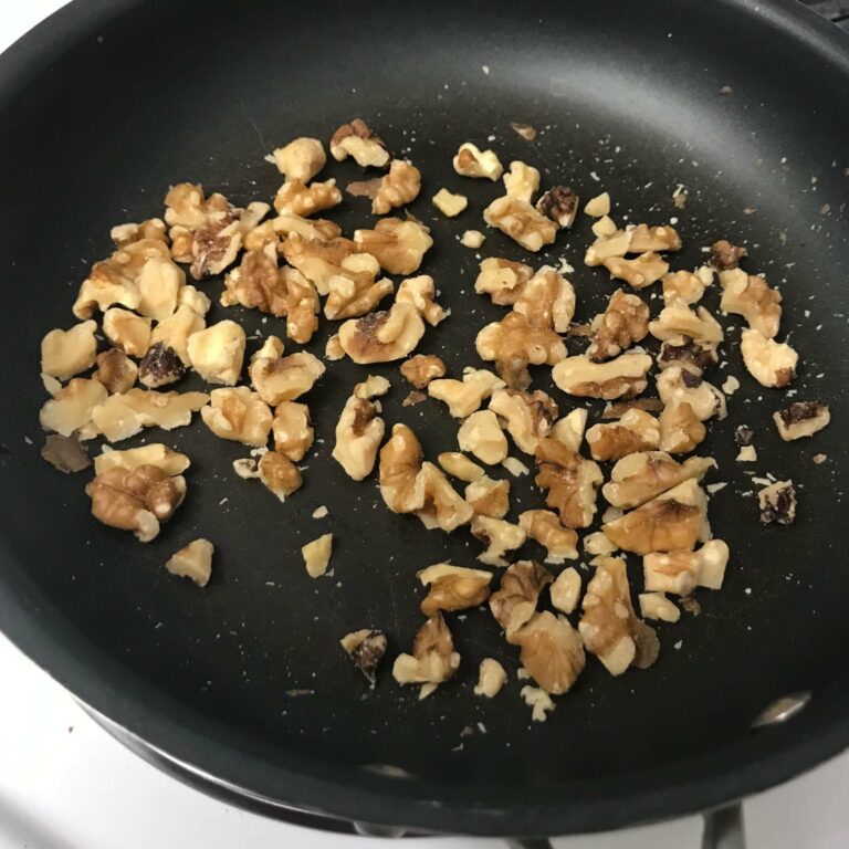walnuts in a skillet.