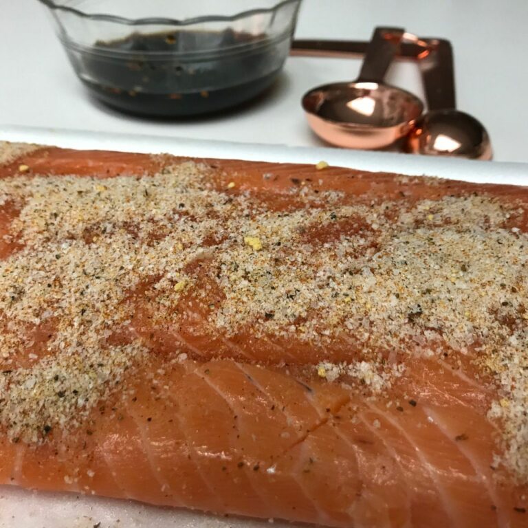 seasoning on raw salmon