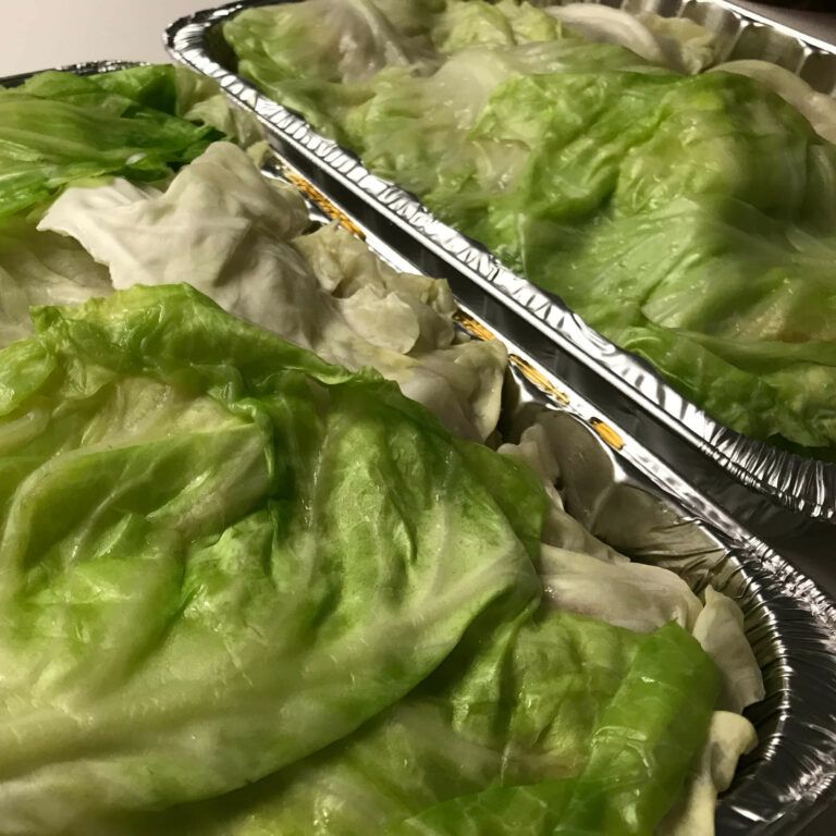 two trays of stuffed cabbage