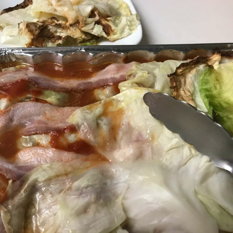 removing brown cabbage from stuffed cabbage