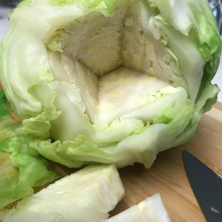 cabbage with core cut out