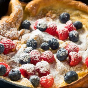 dutch baby pancake with berries.