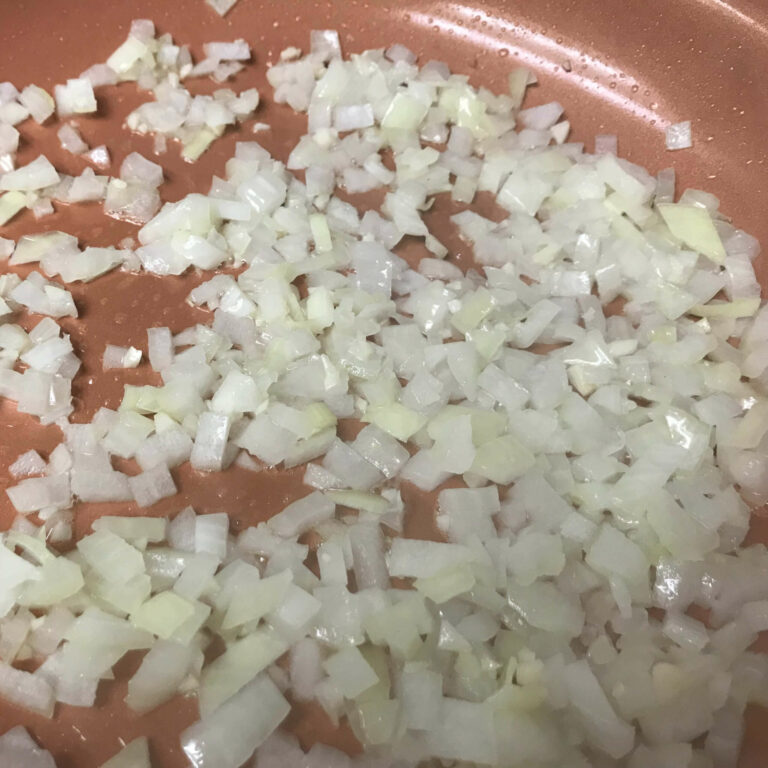 chopped onion in a skillet.