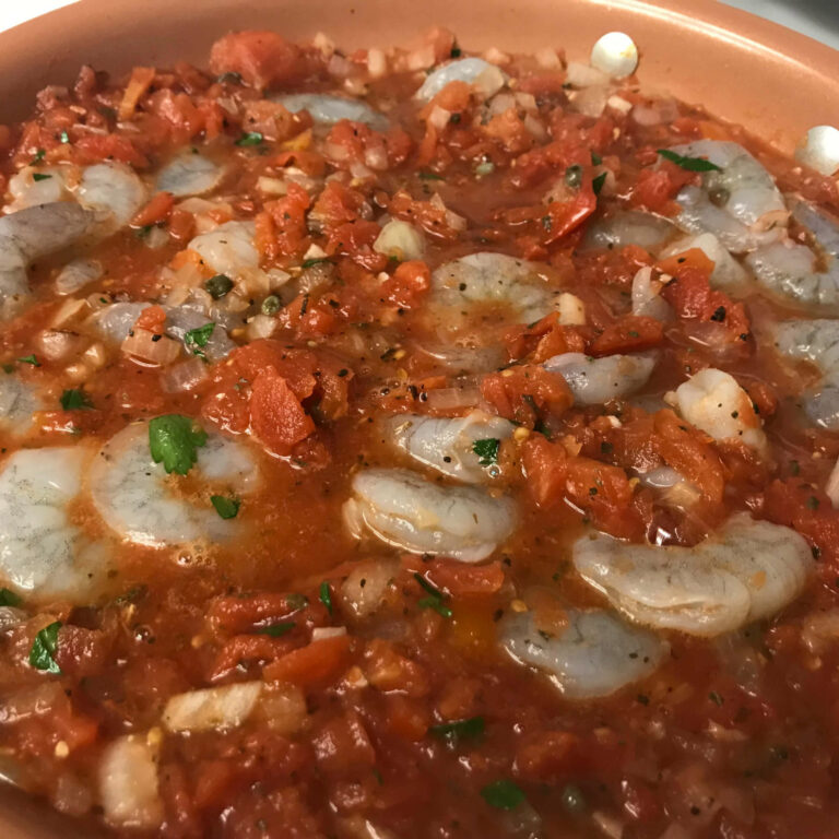 shrimp added to sauce.
