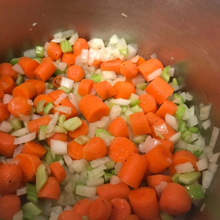 chopped veggies in a pot